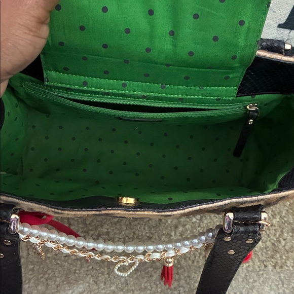 Kate Spade Leopard Print Tote with Black Handles and bag charm EUC - Picture 9 of 12